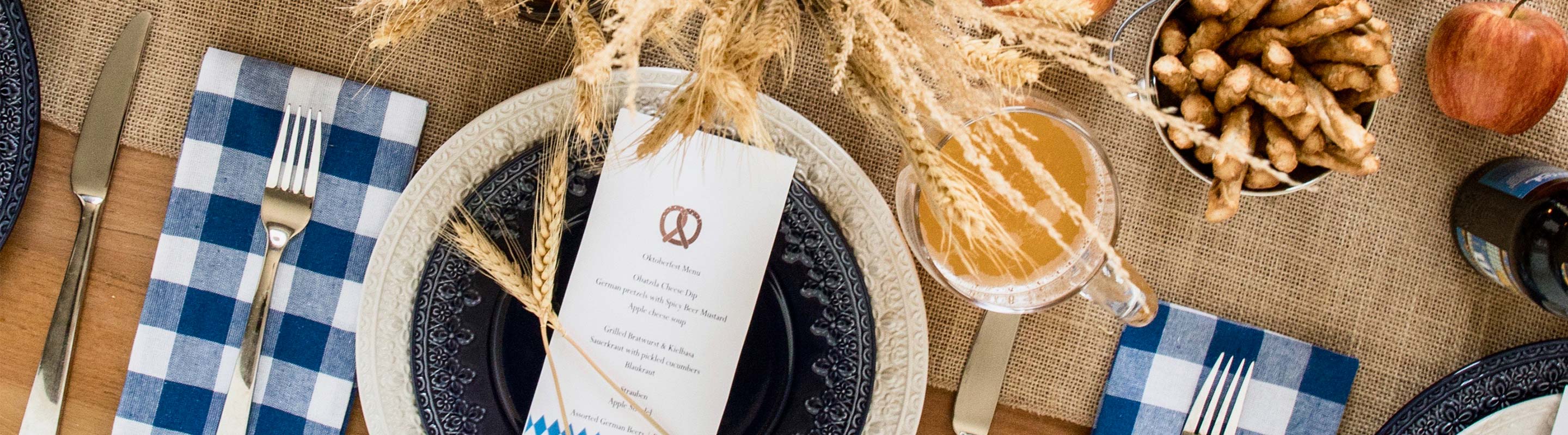 Oktoberfest menu and dinner place setting