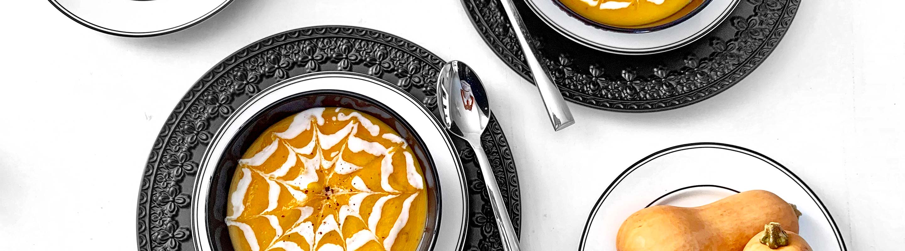 Butternut squash soup in a Lenox black Chelse Muse Bowl
