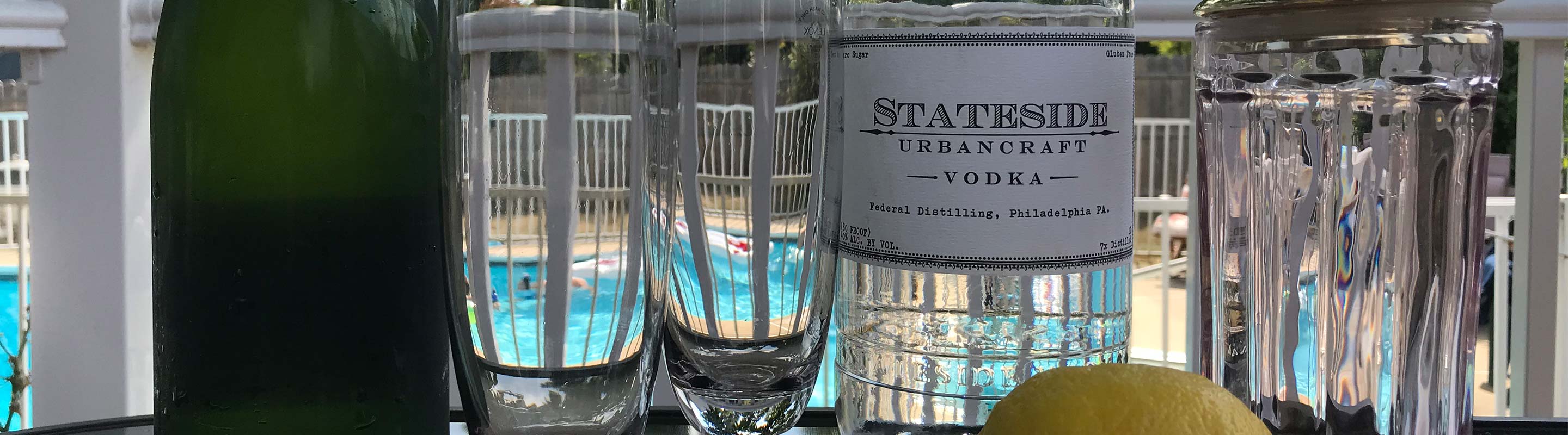 Lenox glasses and Stateside Vodka bottle