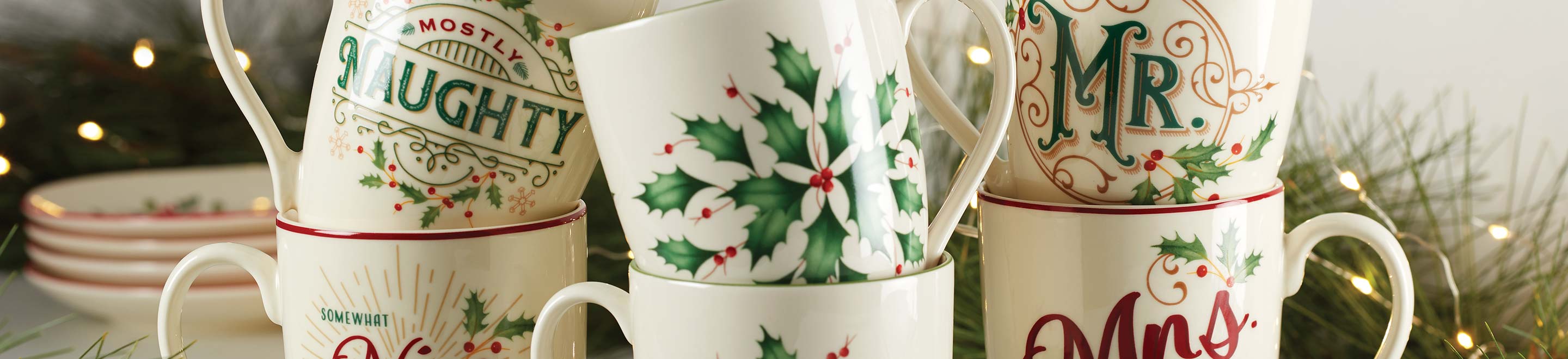 Holiday Mugs Stacked Up