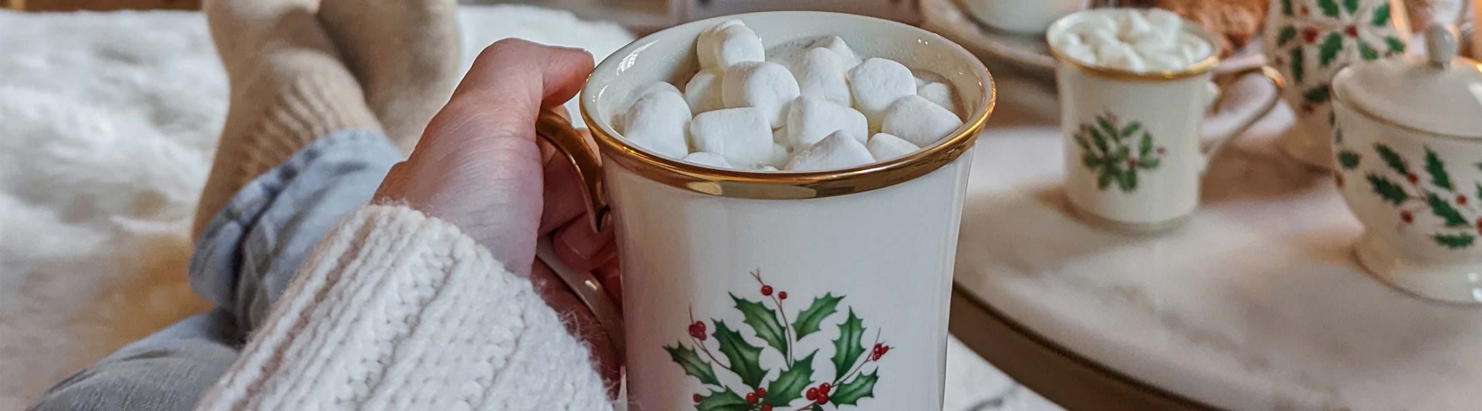 Hot cocoa and marshmallows in a Holiday Mug
