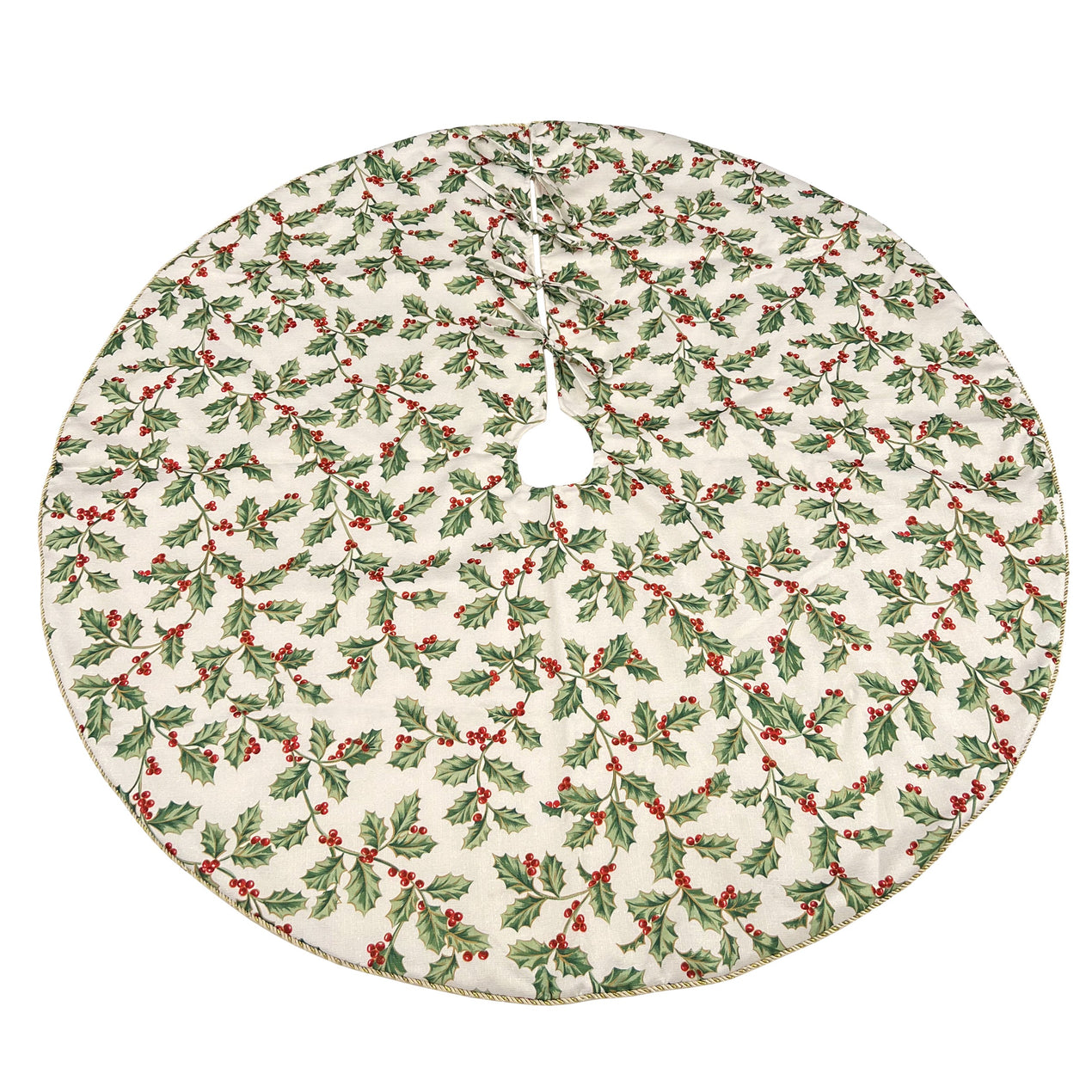 Golden Holly Holiday Tree Skirt