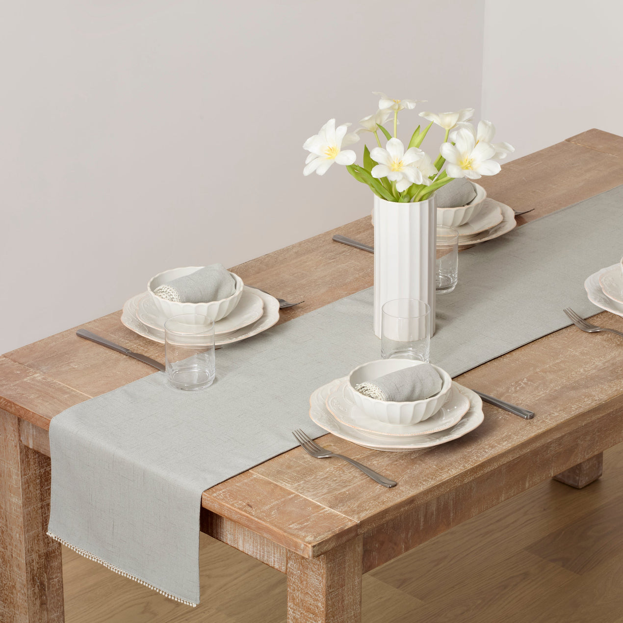 French Perle Dove Grey 70x14 Table Runner