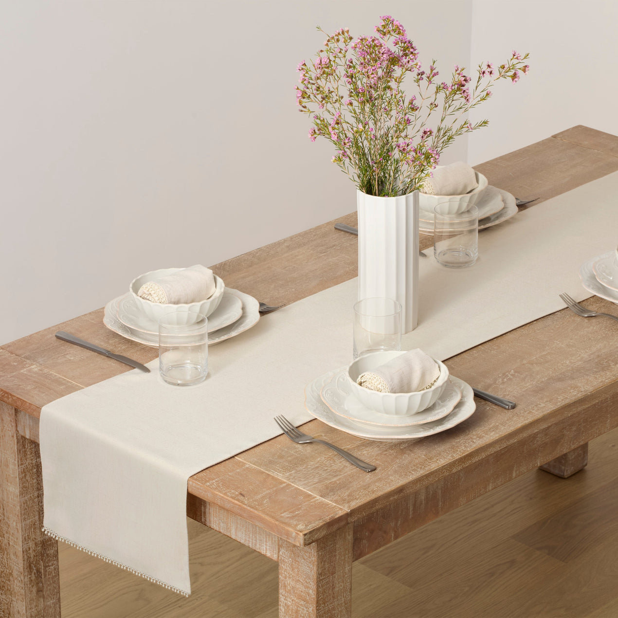 French Perle Natural 70x14 Table Runner