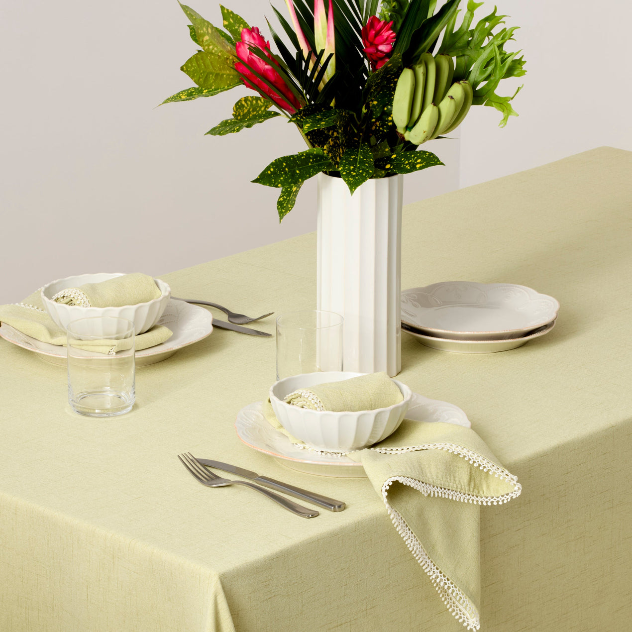 French Perle Pistachio Tablecloth