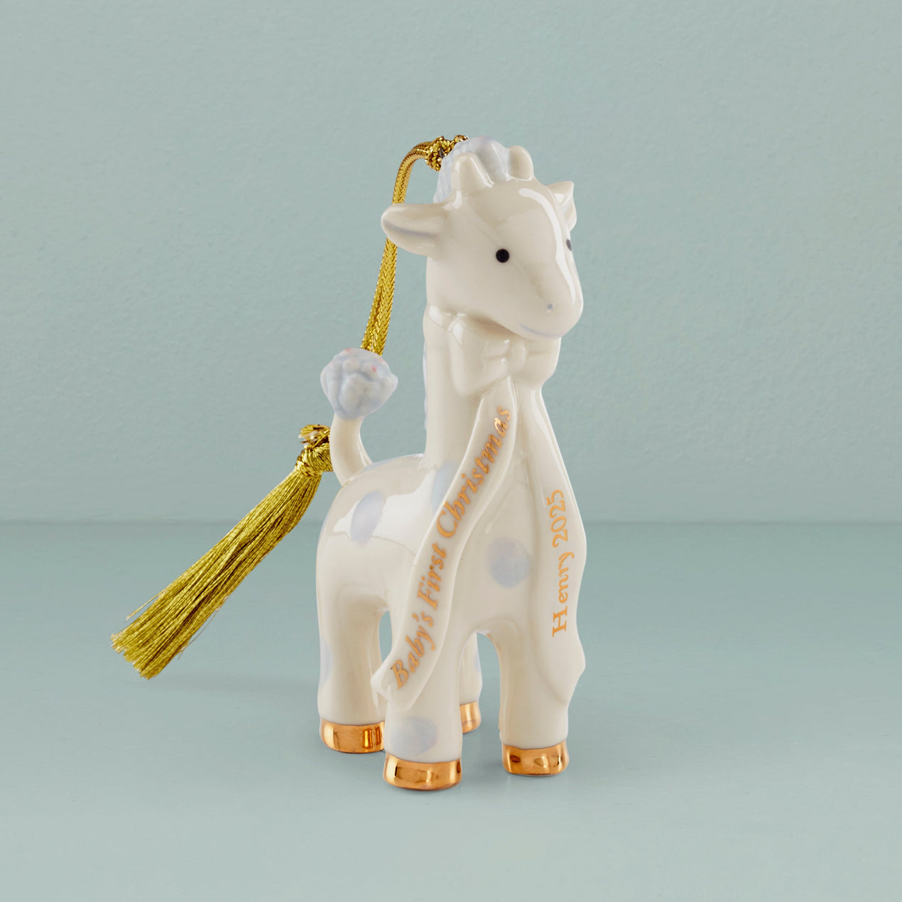 Personalized Baby's 1st Christmas Blue Giraffe Ornament