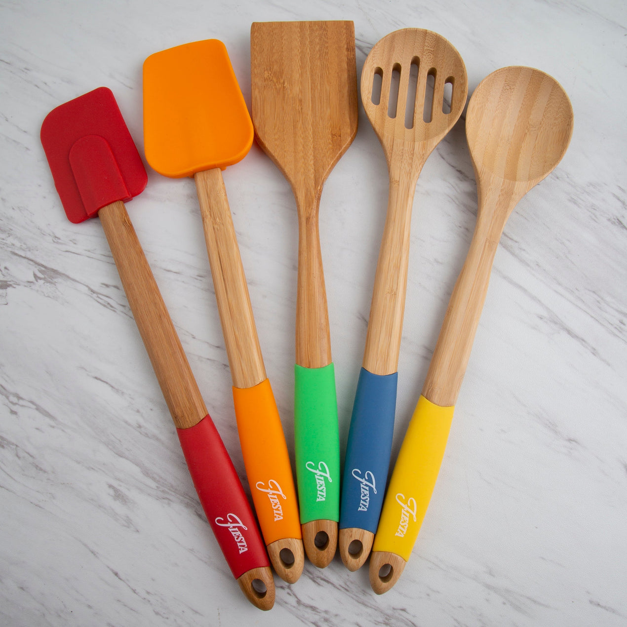 Fiesta Bamboo 5-Piece Silicone Utensil Set