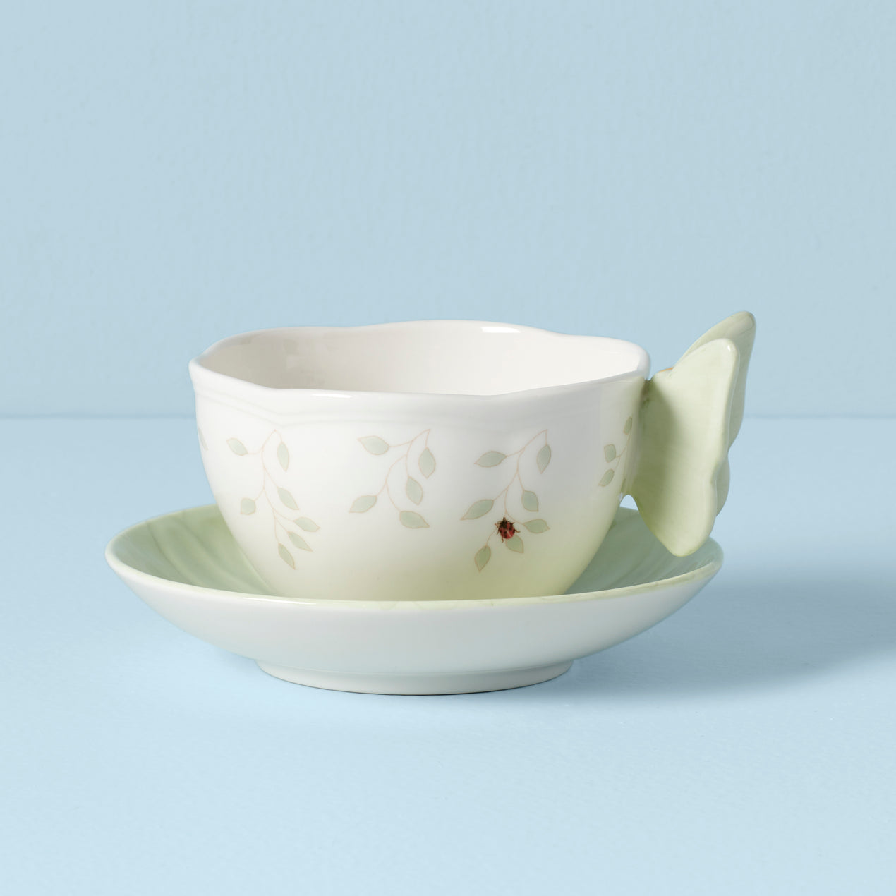Butterfly Meadow Floral Green Cup & Saucer