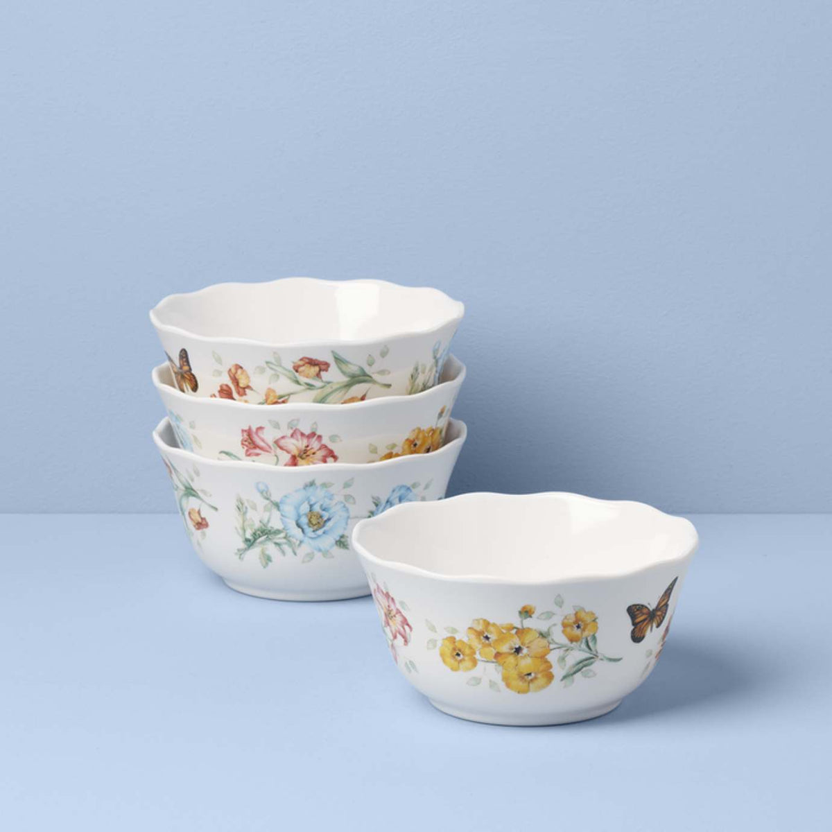 Lenox Butterfly Meadow Set Sushi – Piatto Lungo E 2 Ciotole Per Salse – Porcellana, Microonde E Lavastoviglie, Multicolore