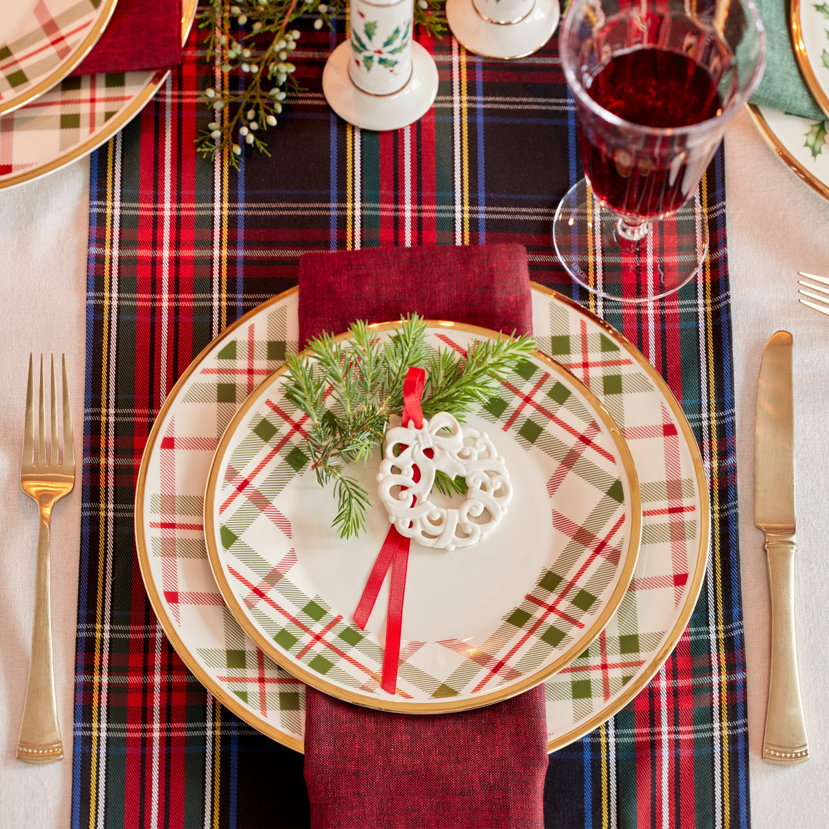 Dinner Plates Lenox Christmas Patterns Holiday Plaid 12-Piece