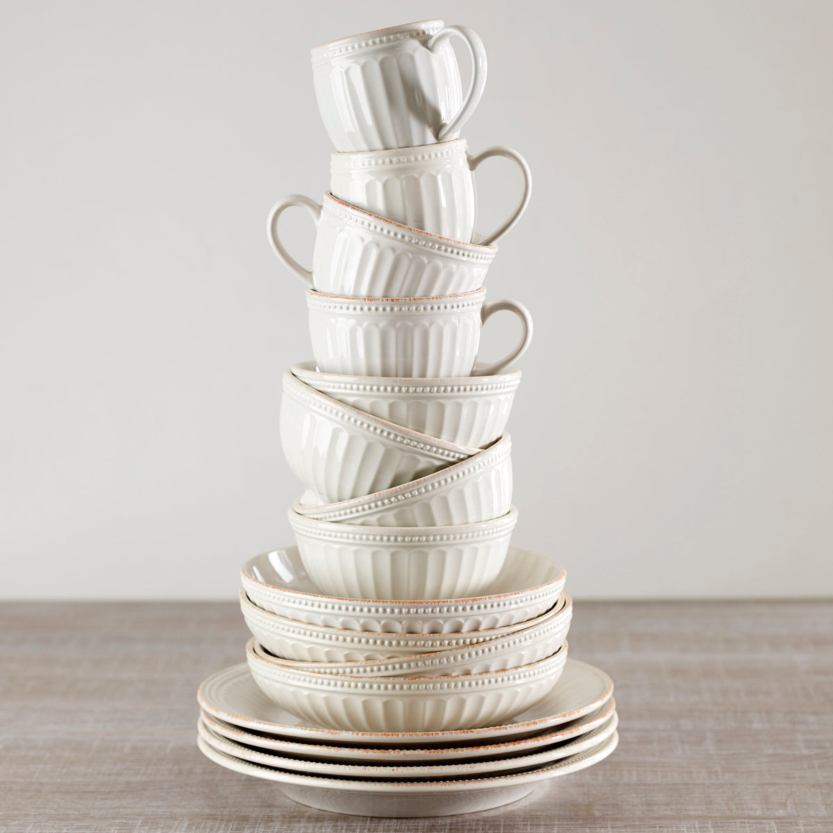 ニューピース WE-AI00A WHITE French Perle Groove White Latte Mugs - Set of 2 – Lenox