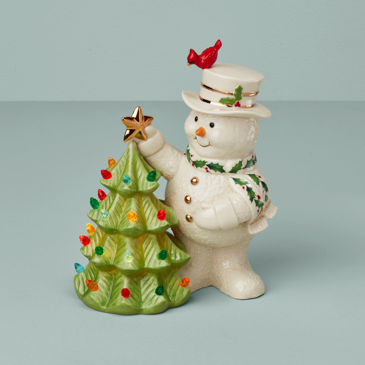 Happy Holly Days Snowman Lit Figurine Lenox Corporation