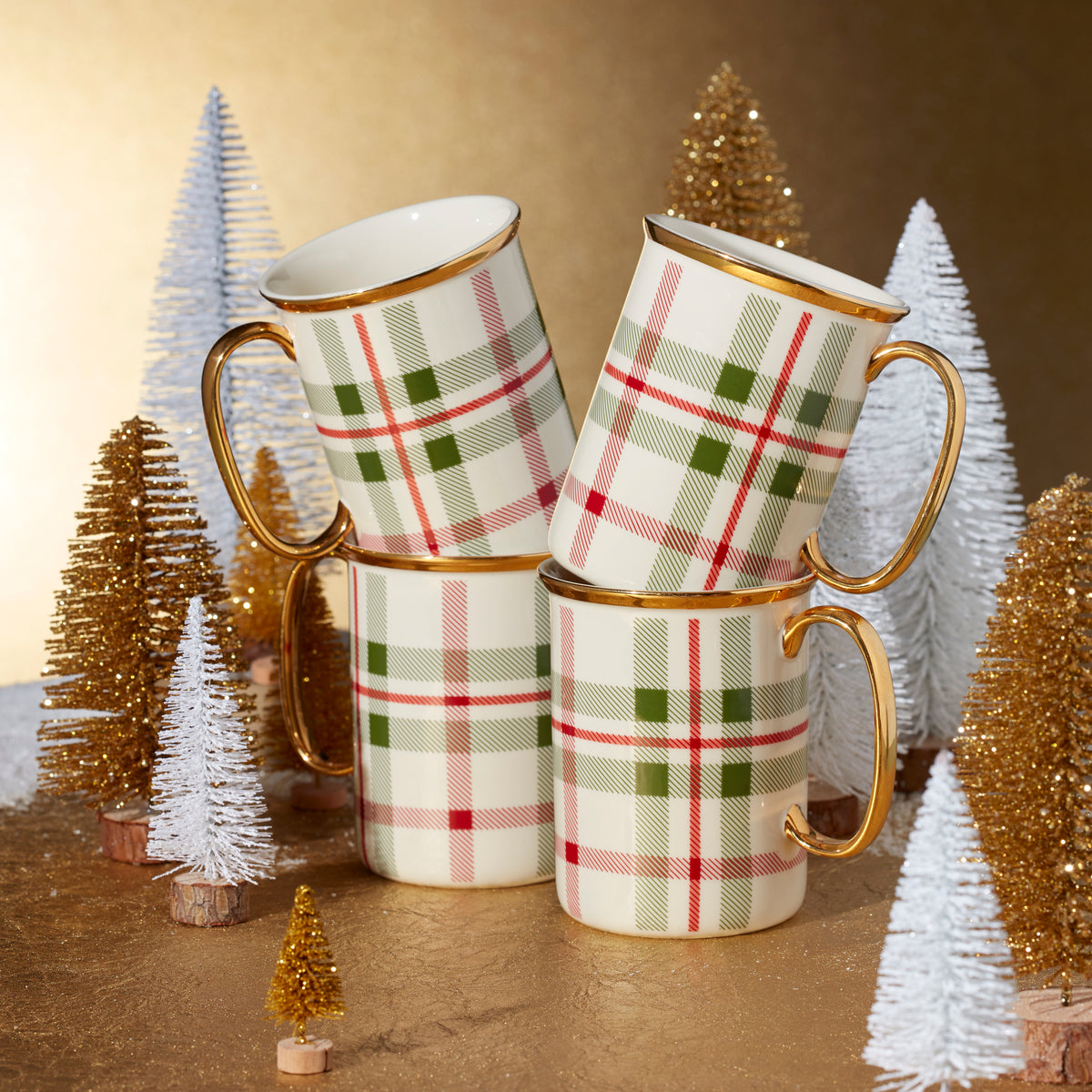 of Set Plaid Mugs, 4 Holiday Corporation – Lenox
