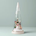 Lit Christmas Cone with North Pole Snowman Scene