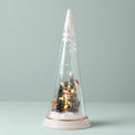 Lit Christmas Cone with North Pole Snowman Scene