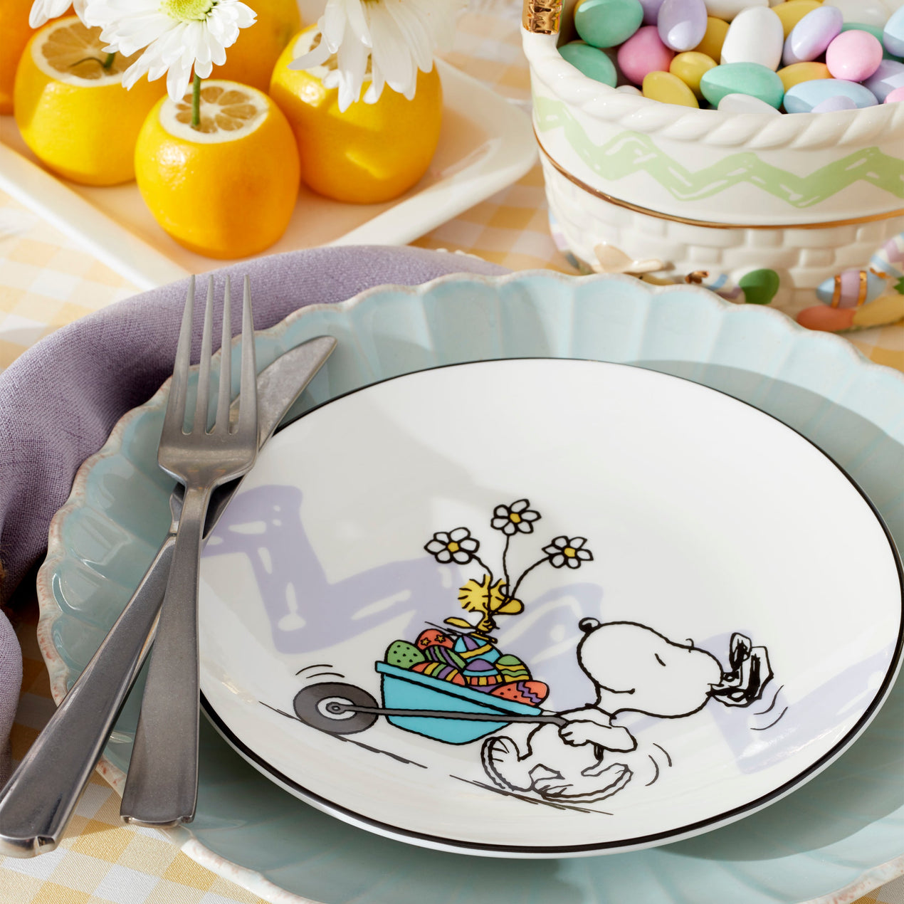 Peanuts Easter Snoopy 4-Piece Accent Plates Set