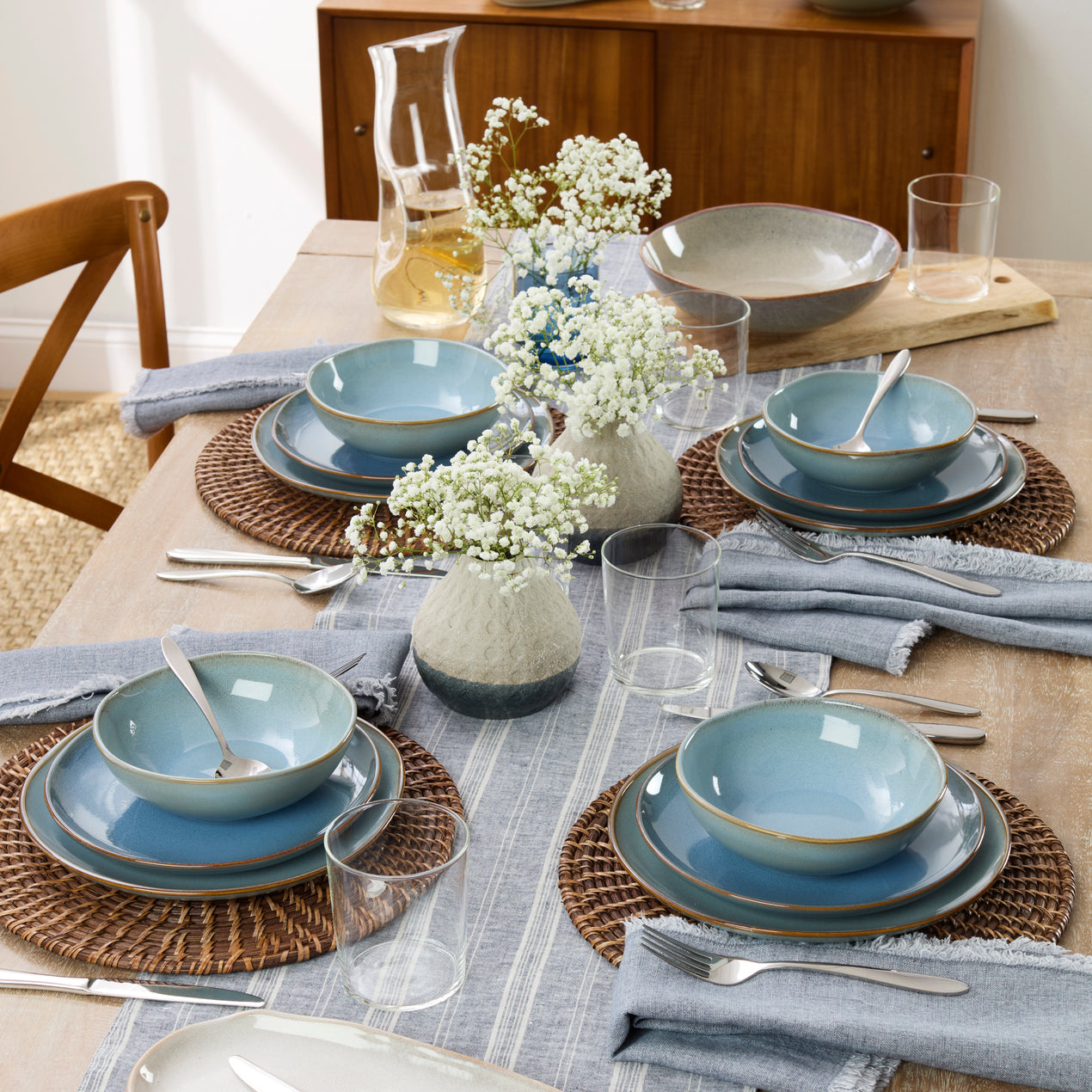 Organic Shades Blue 18-Piece Dinnerware Set