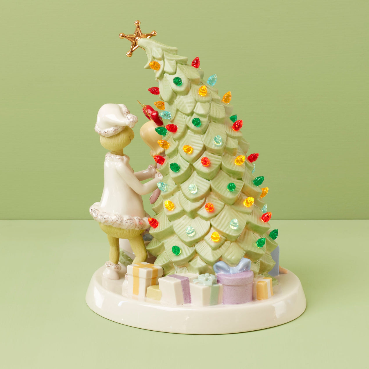 Merry Grinchmas Trimming The Tree Lit Figurine