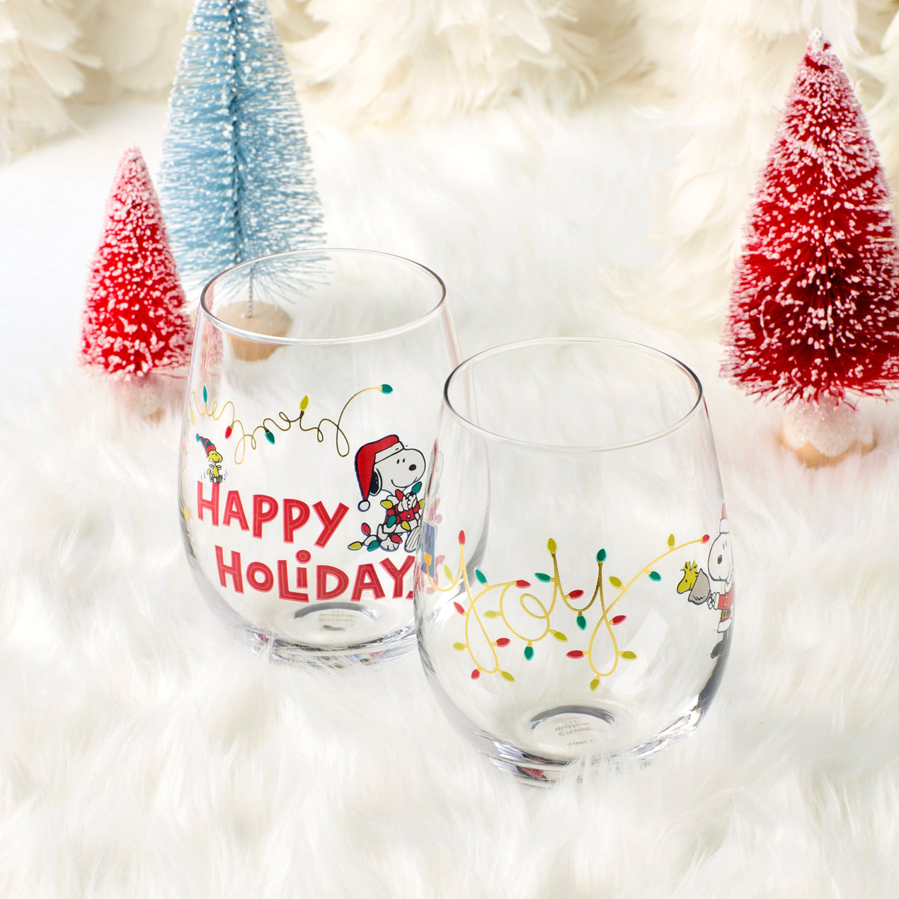 Snoopy Christmas Glass Tumblers, Set of 4, Assorted
