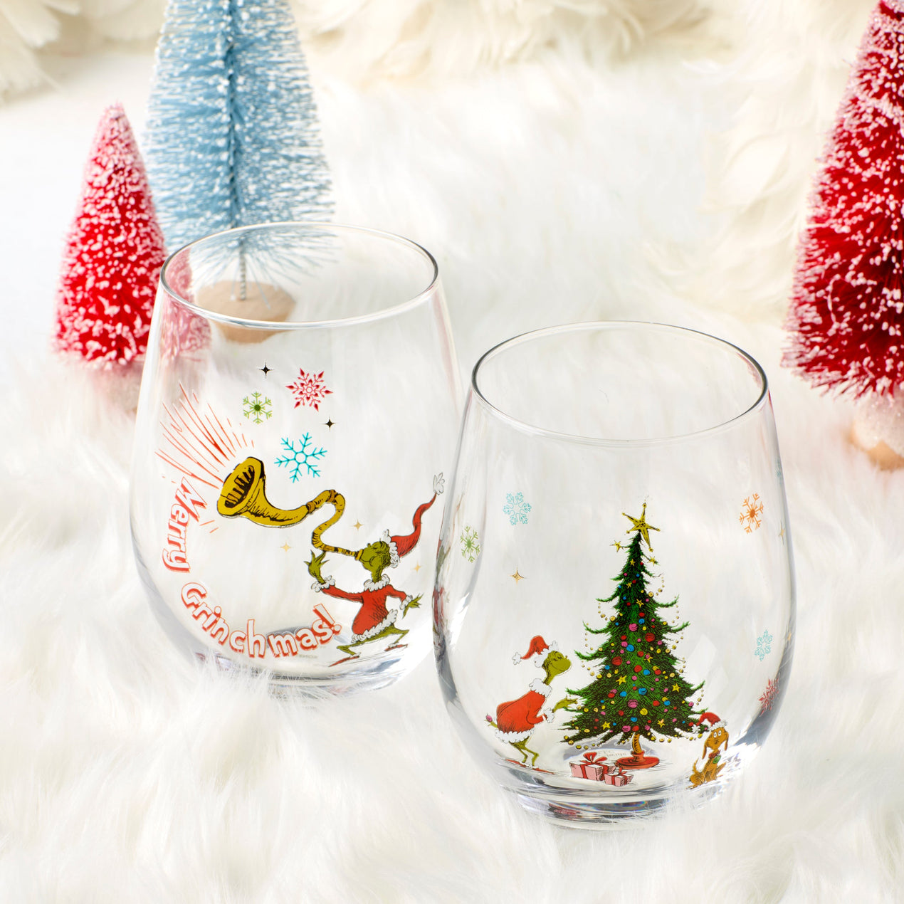 Merry Grinchmas Glass Tumblers, Set of 4, Assorted
