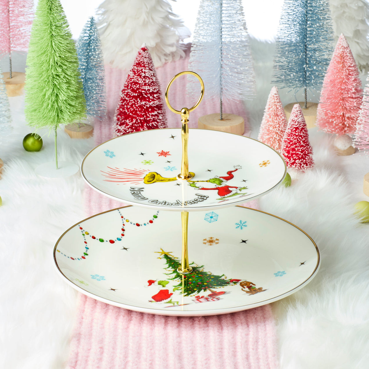 Merry Grinchmas Dinnerware 2-Tiered Server