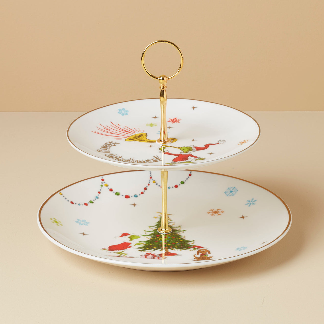 Merry Grinchmas Dinnerware 2-Tiered Server