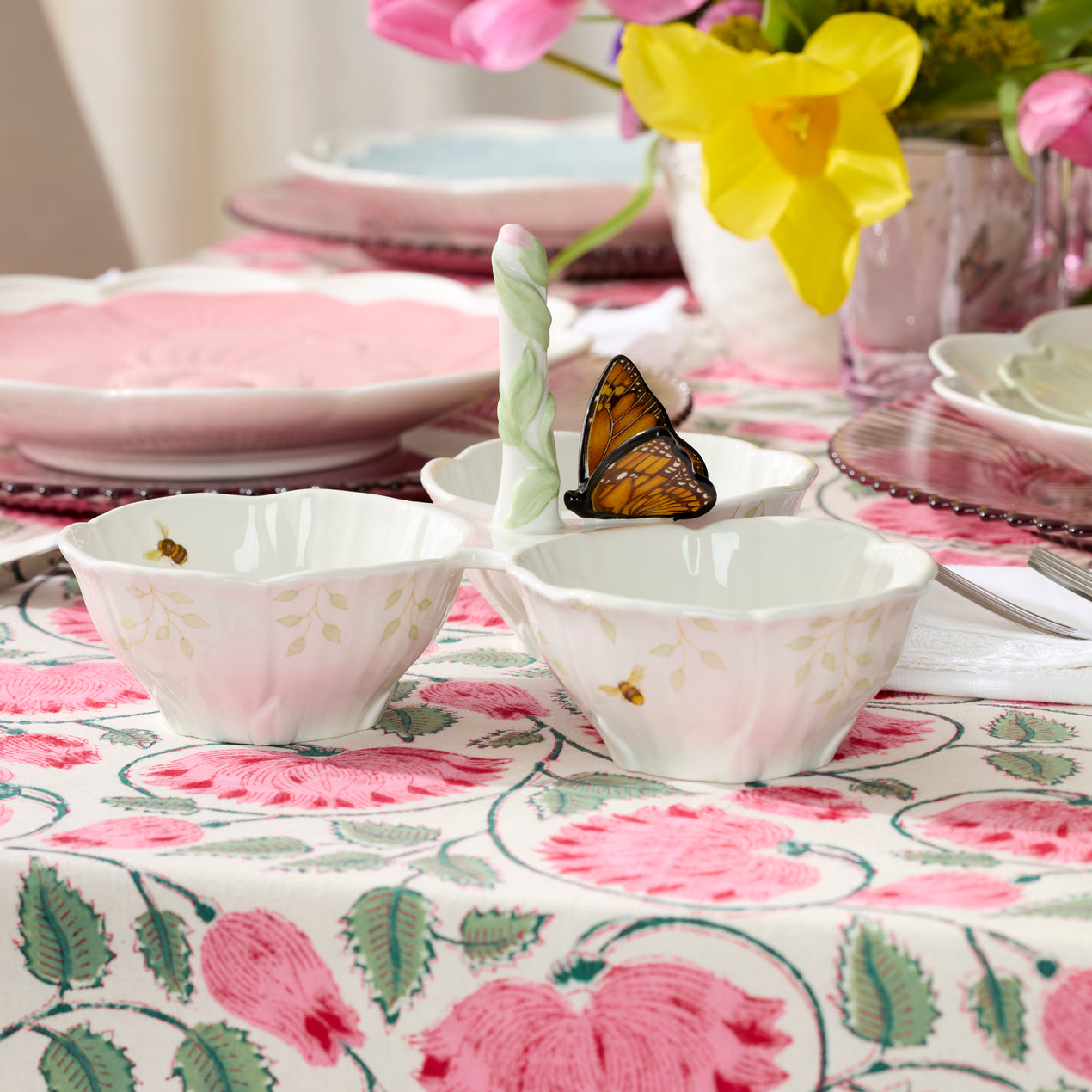 Butterfly Meadow Floral 3-Section Server