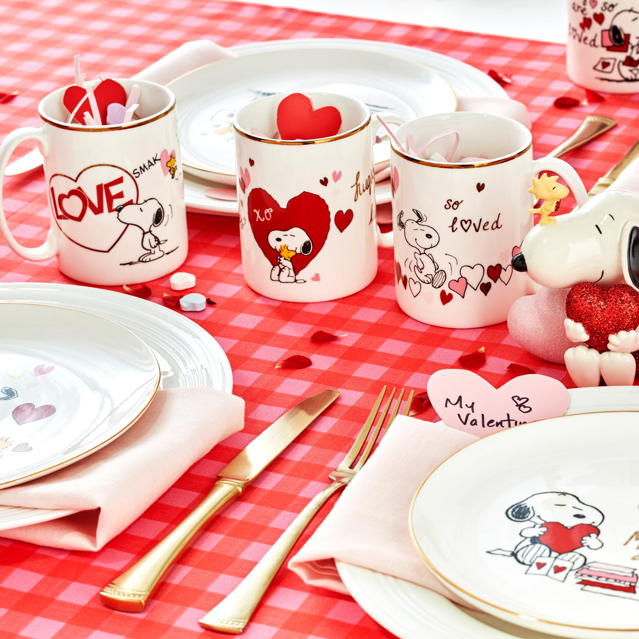 Snoopy Valentine's Day Mugs, Set of 4, Assorted