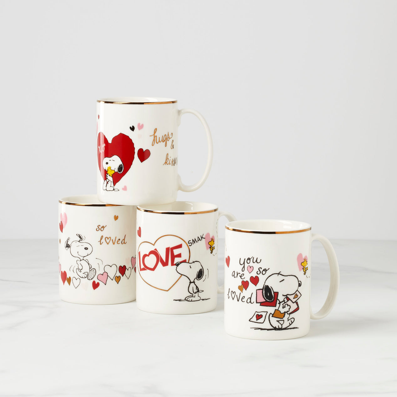 Snoopy Valentine's Day Mugs, Set of 4, Assorted