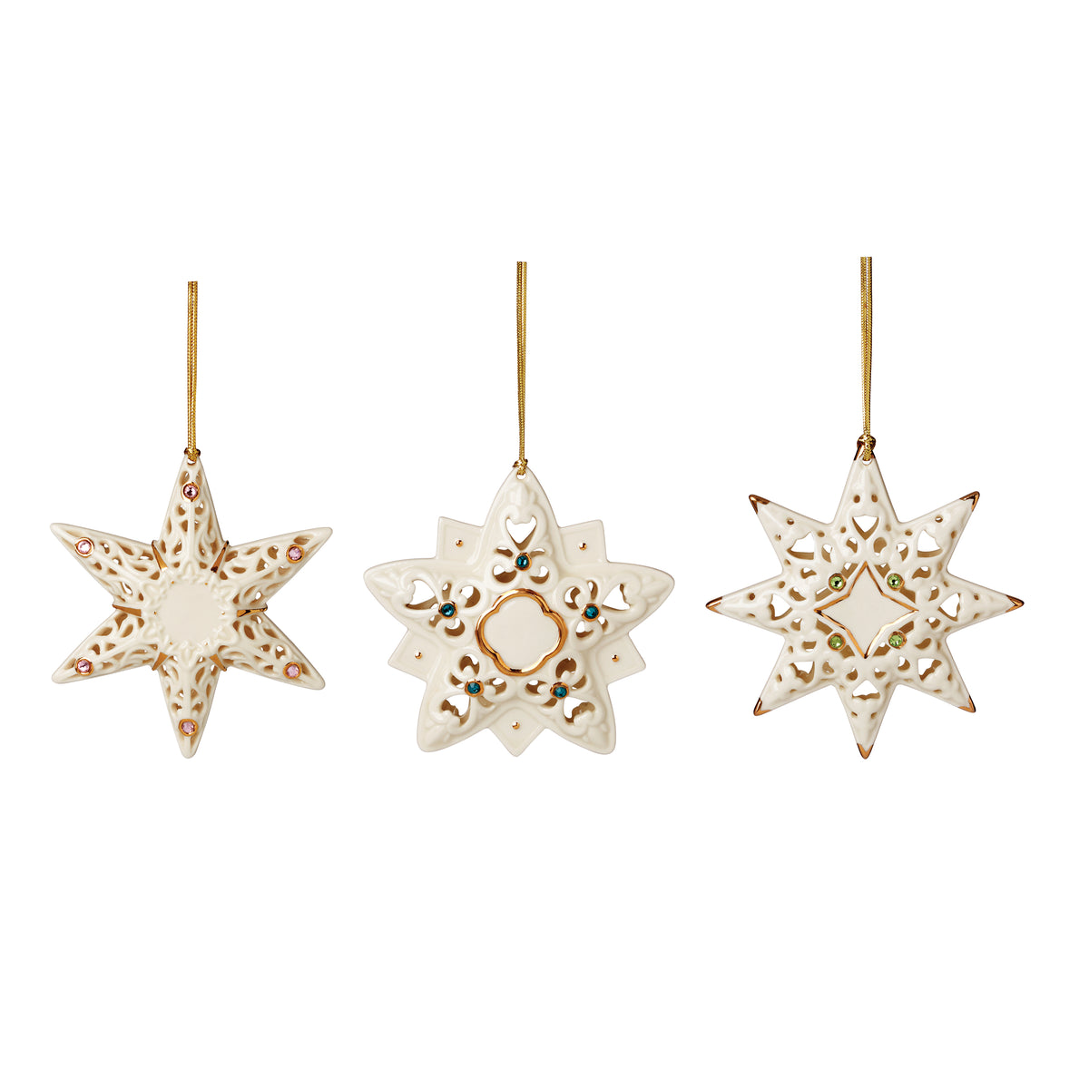 Pierced Star Ornaments, Set of 3 – Lenox Corporation Pierced Star Ornaments, Set of 3 – Lenox Corporation