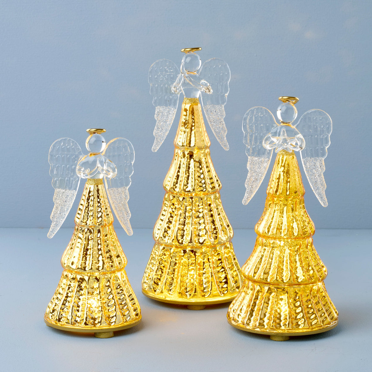 Radiant Light Lit Angel Figurines 3-Piece Set