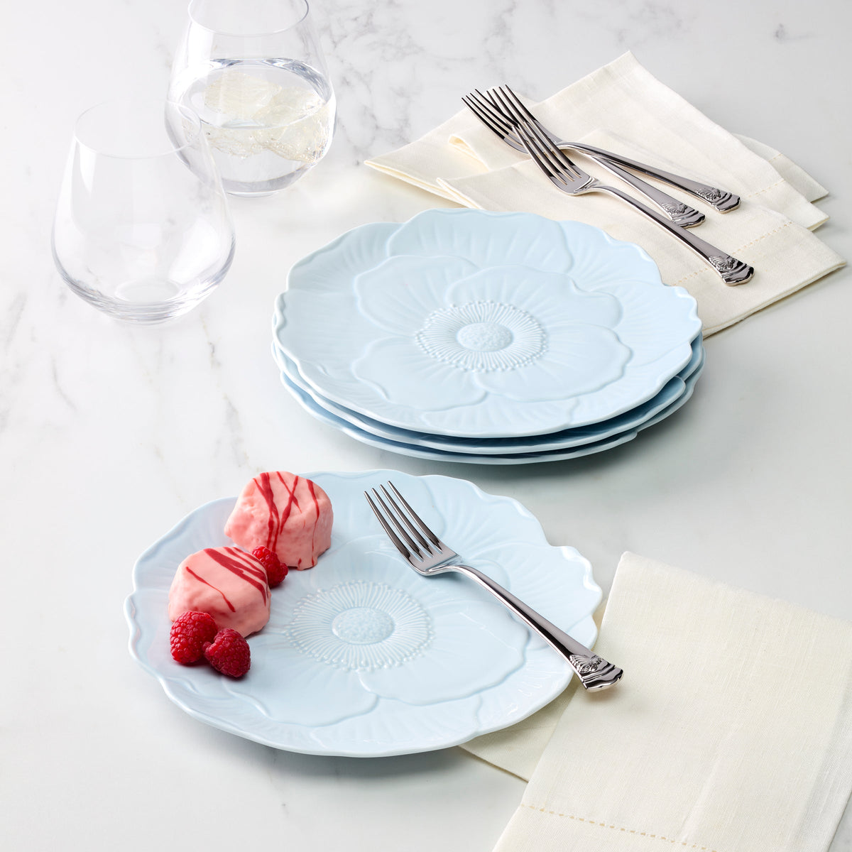 Butterfly Meadow Floral Blue Accent Plates - Set of 4