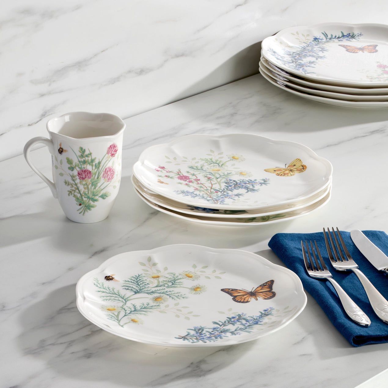 Butterfly Meadow Herbs Accent Plates, Set of 4