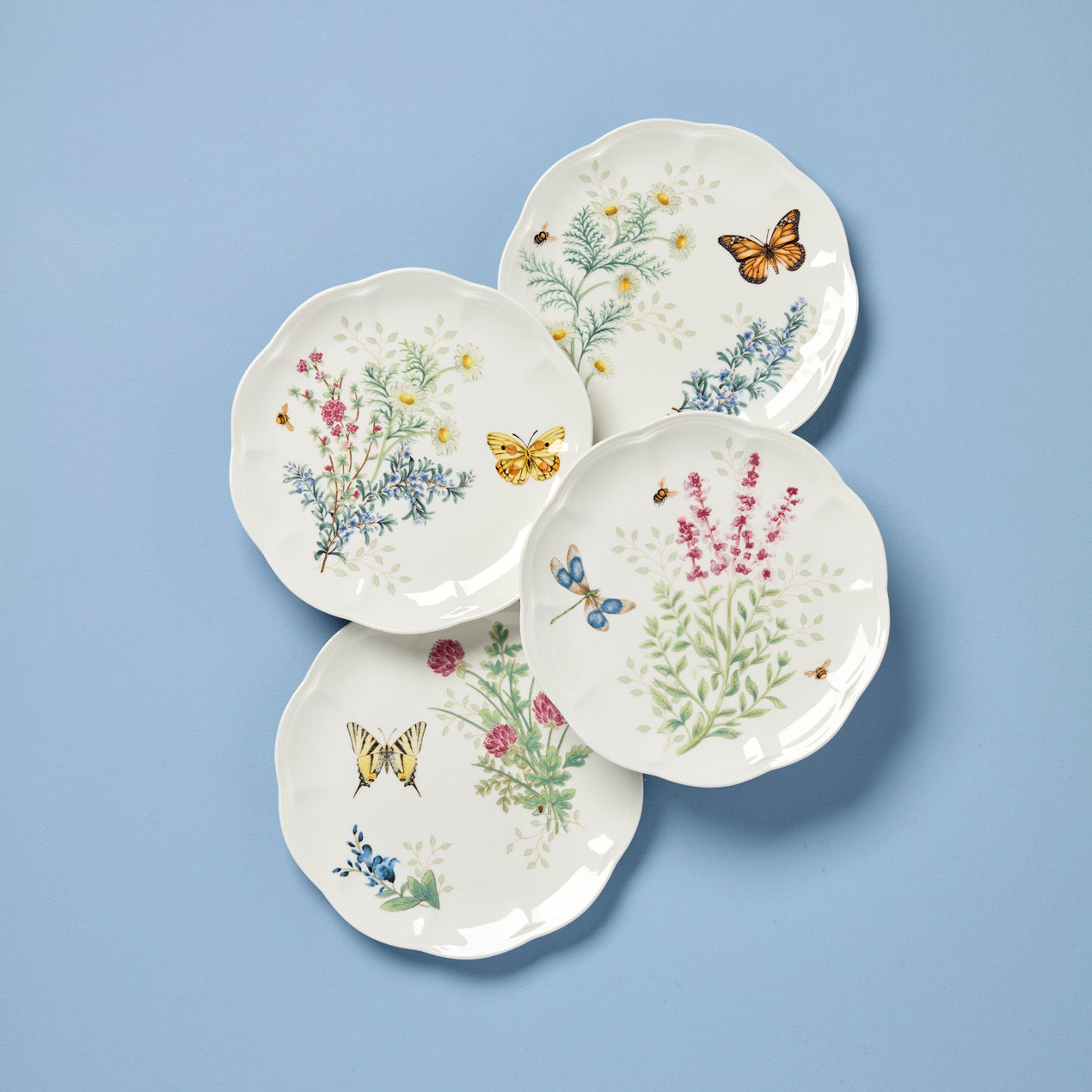 Butterfly Meadow Herbs Accent Plates, Set of 4