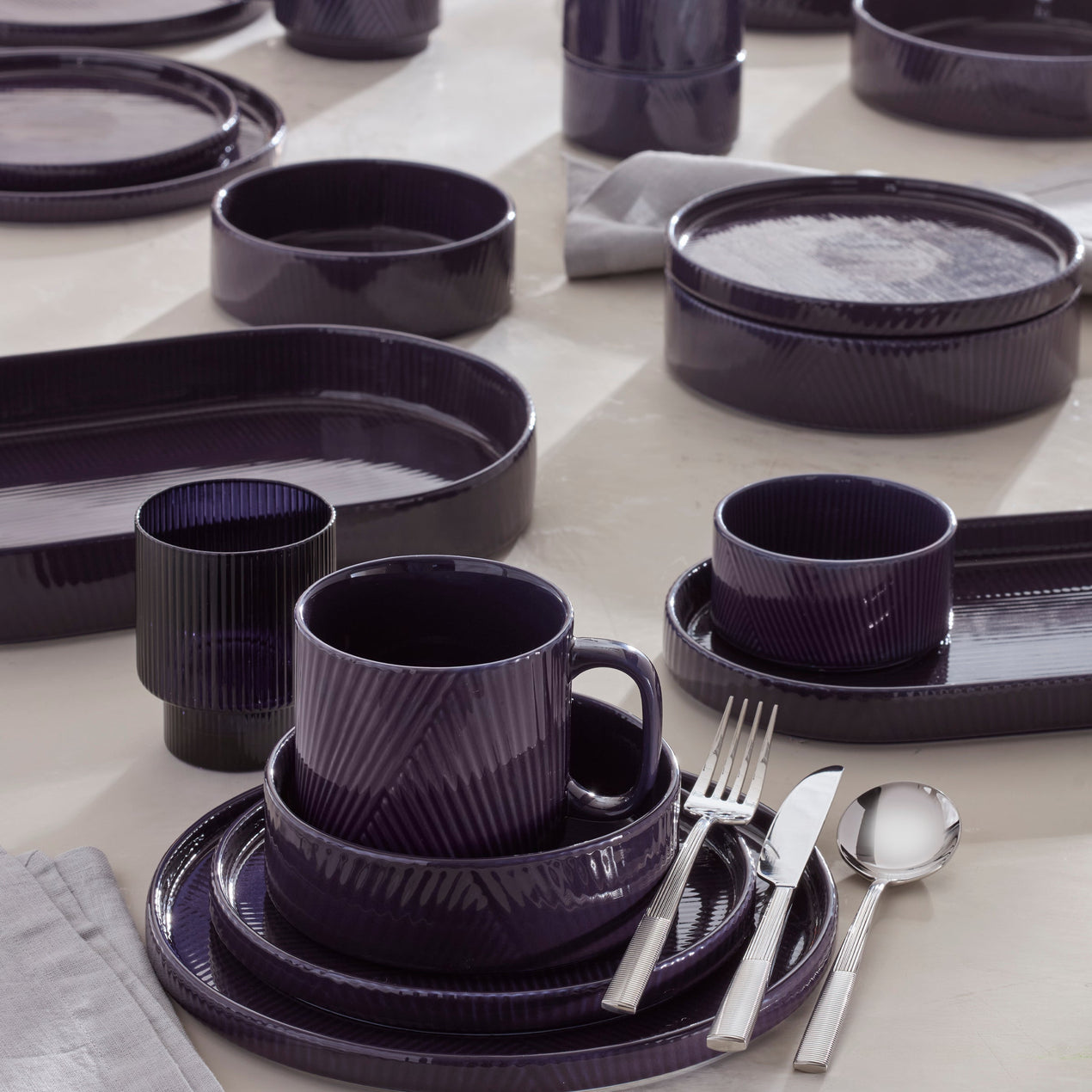 Modulus 12-Piece Dinnerware Set, Nightshade