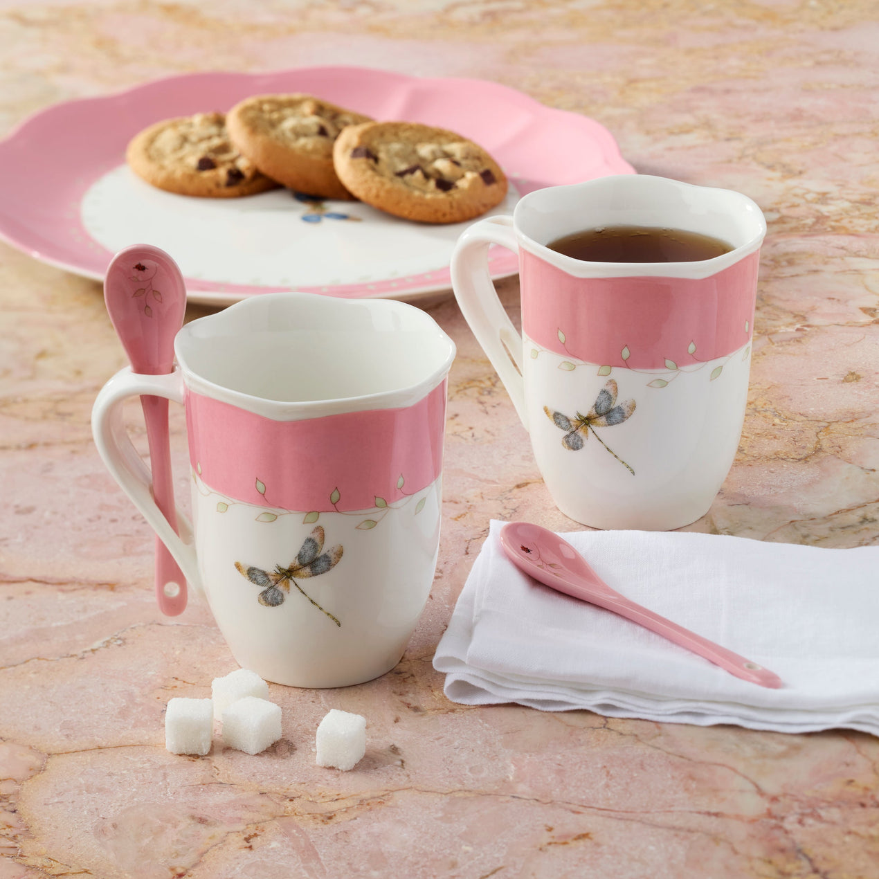 Butterfly Meadow Color Mug with Spoon, Set of 8