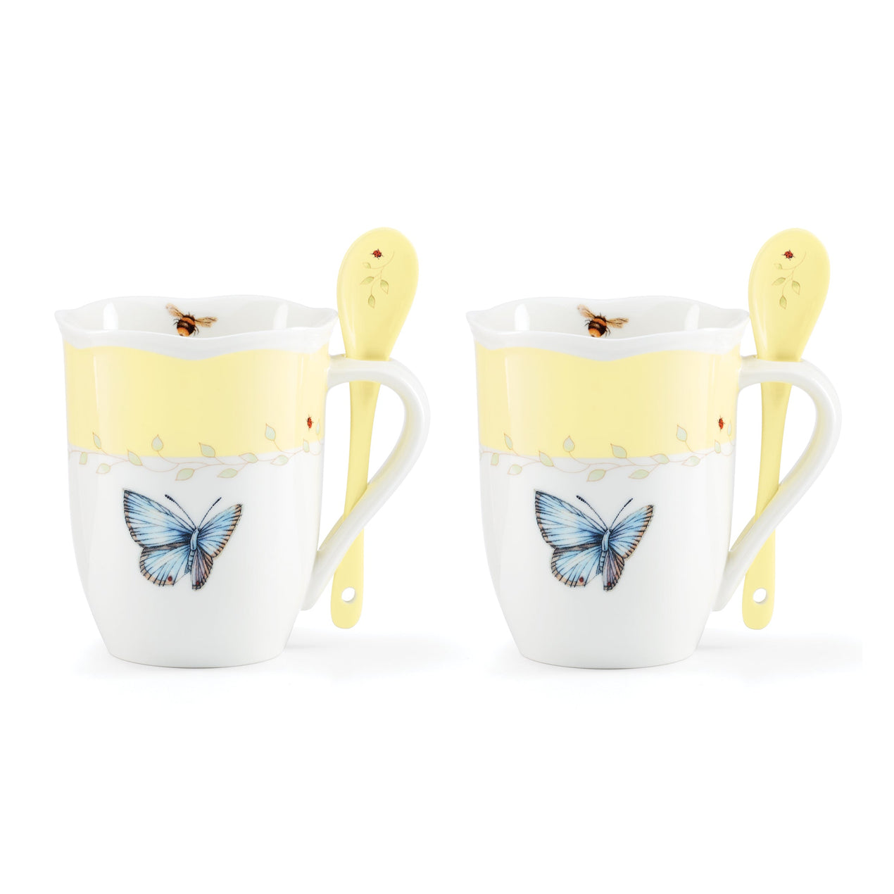 Butterfly Meadow Color Mug with Spoon, Set of 8