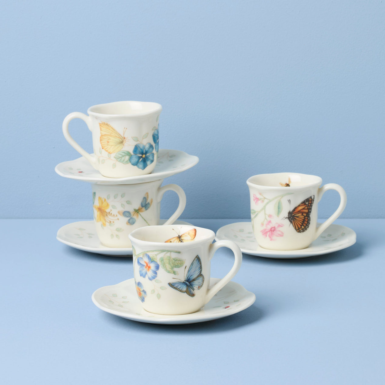 Butterfly Meadow Espresso Cup & Saucer, Set of 4