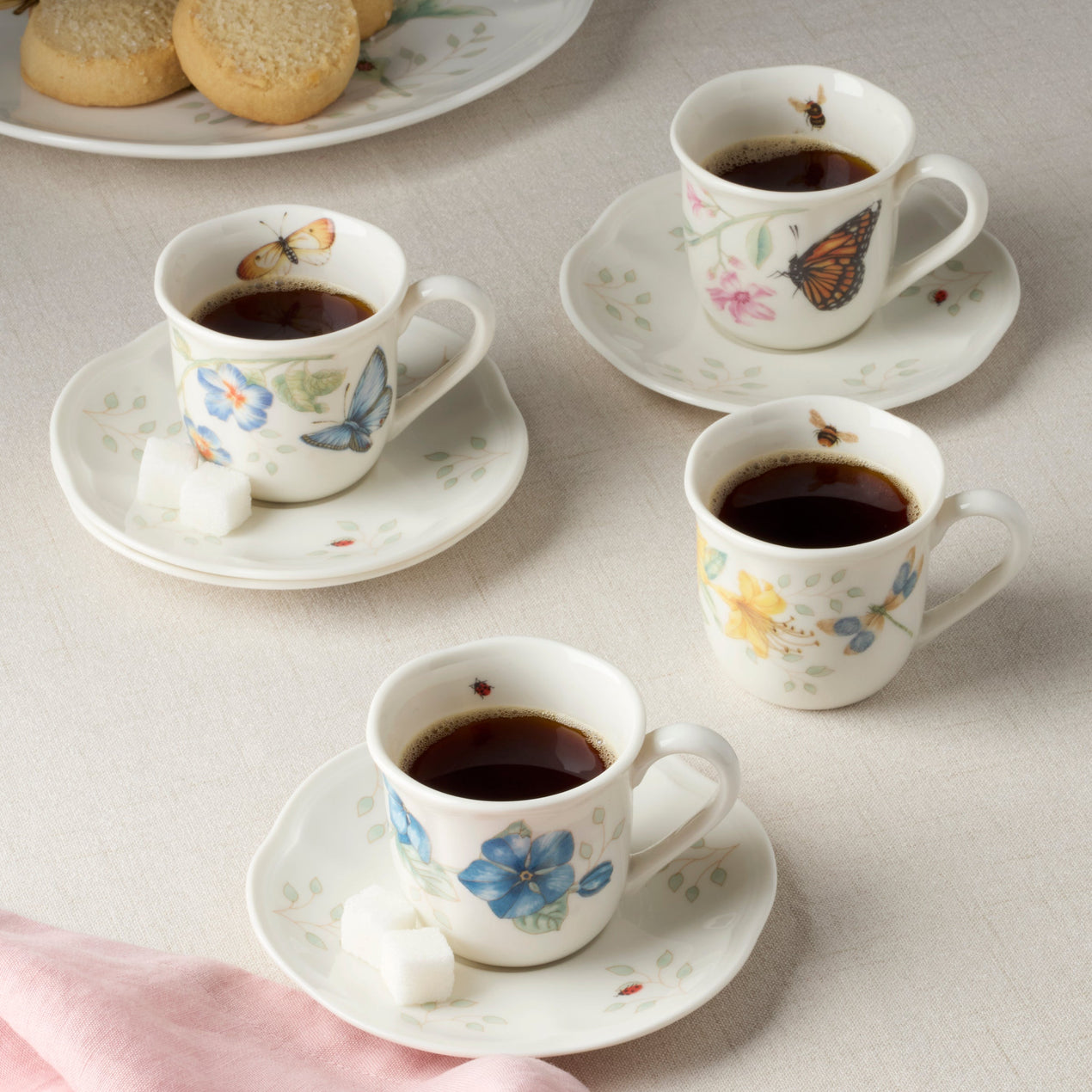 Butterfly Meadow Espresso Cup & Saucer, Set of 4