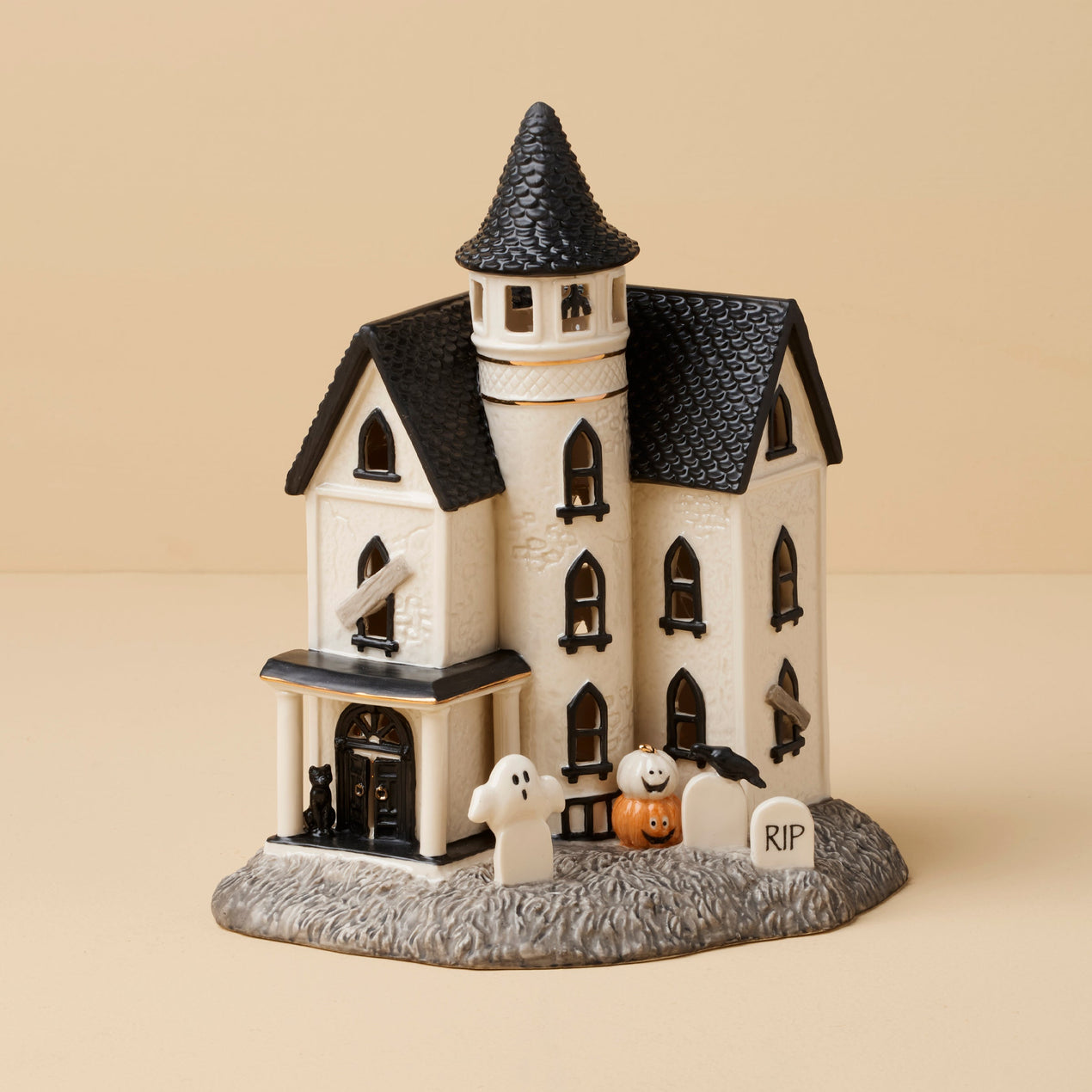 Vintage Halloween Lit Manor Figurine