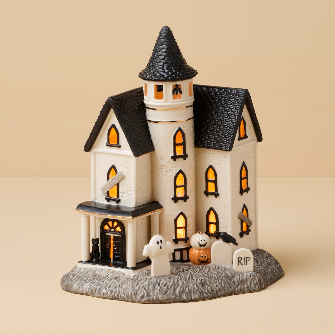 Vintage Halloween Lit Manor Figurine
