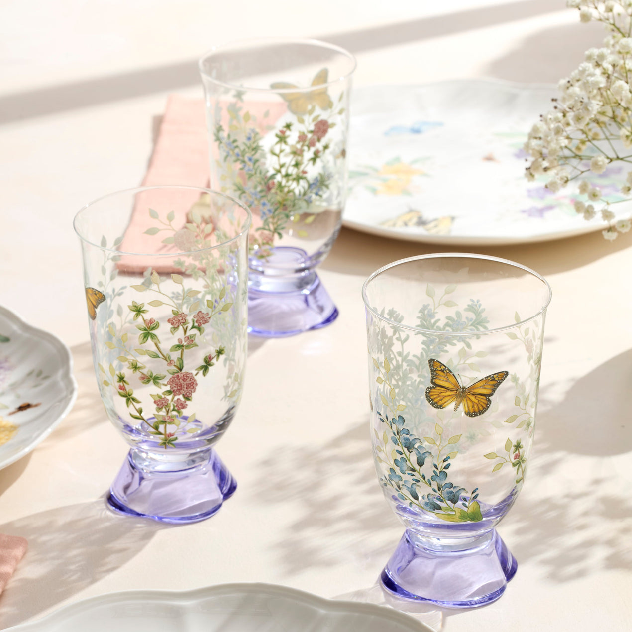 Butterfly Meadow Herbs Tall Tumblers, Set of 4