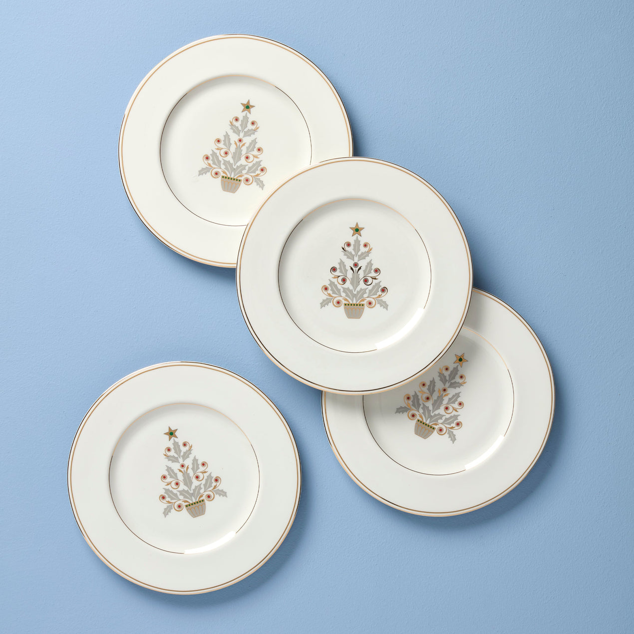 Federal Gold Tree Accent Plates, Set of 4