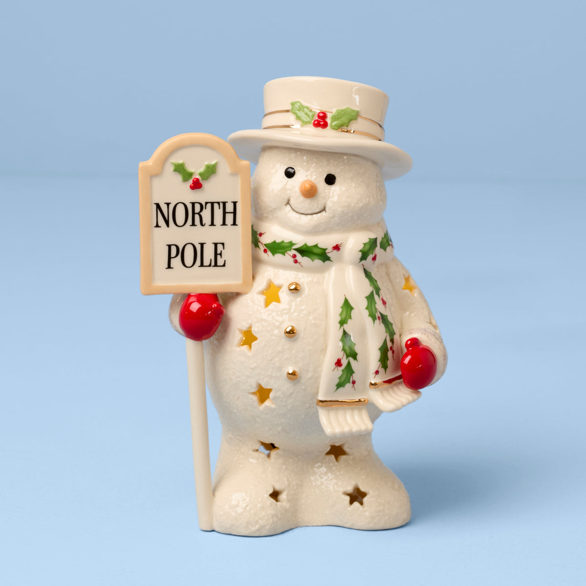 Happy Holly Days North Pole Snowman Lit Figurine – Lenox