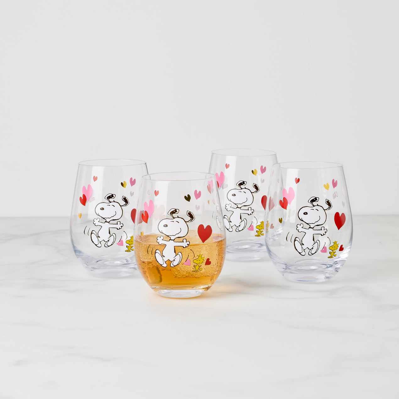Snoopy Valentine's Day Tumblers, Set of 4