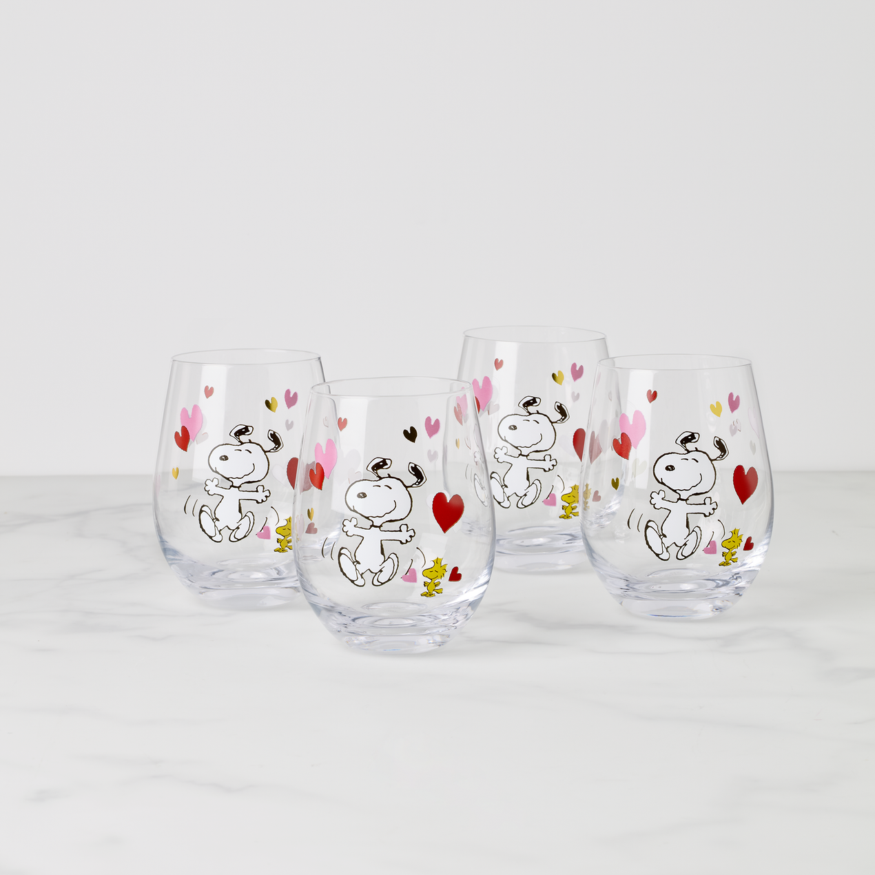 Snoopy Valentine's Day Tumblers, Set of 4