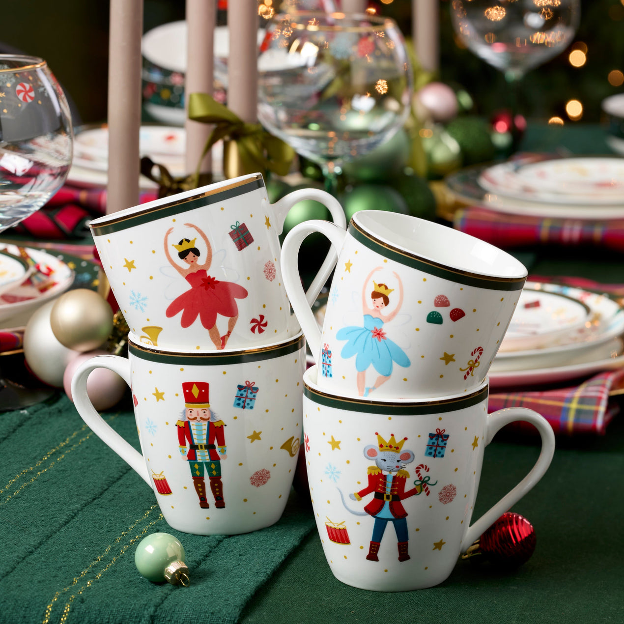 Nutcracker Ballet Mugs, Set of 4