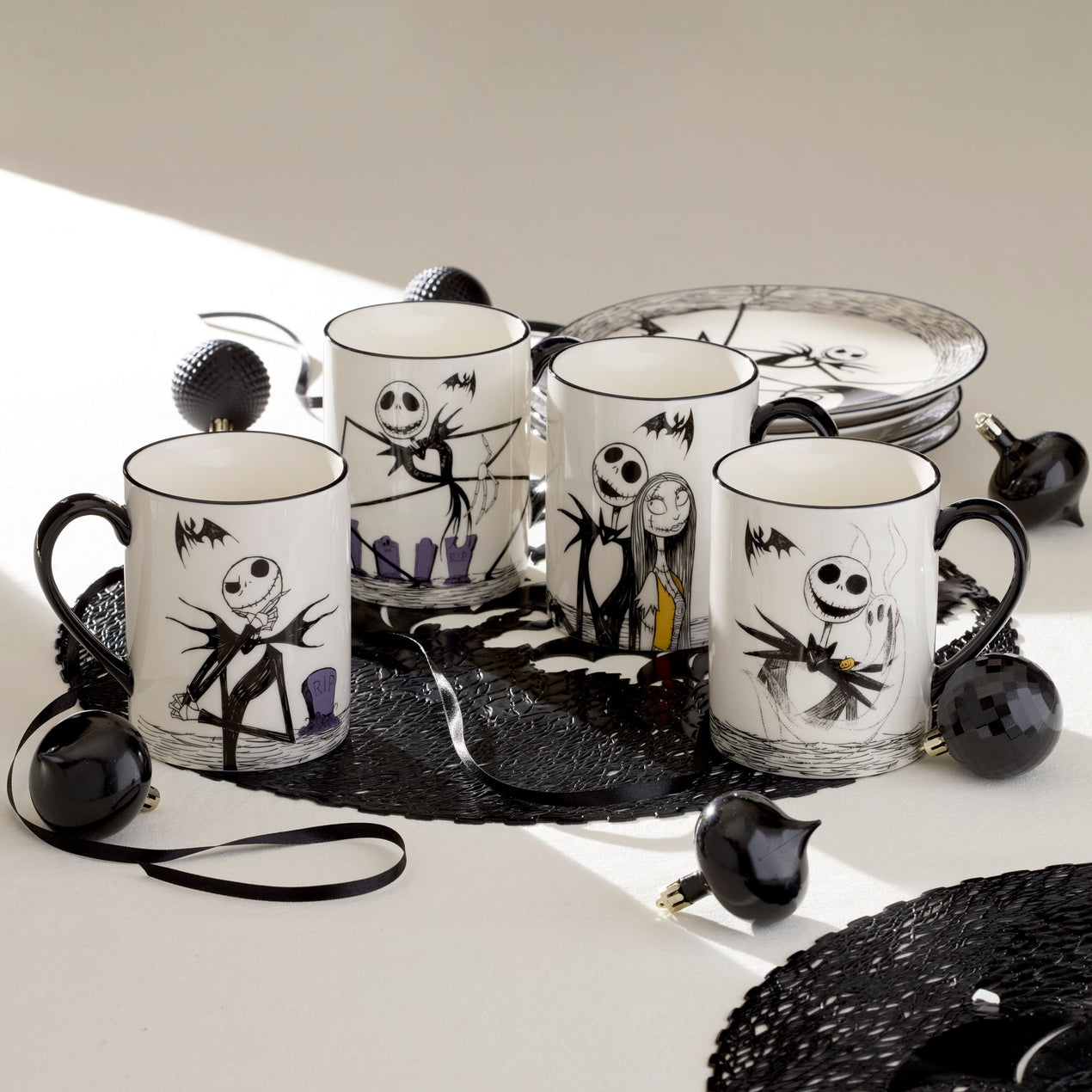 Nightmare Before Christmas Mugs, Set of 4