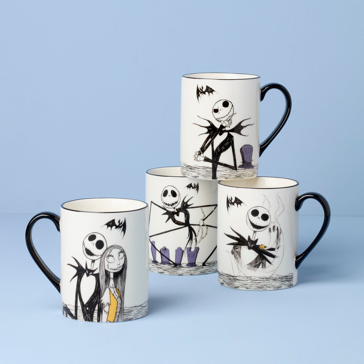 Nightmare Before Christmas Mugs, Set of 4
