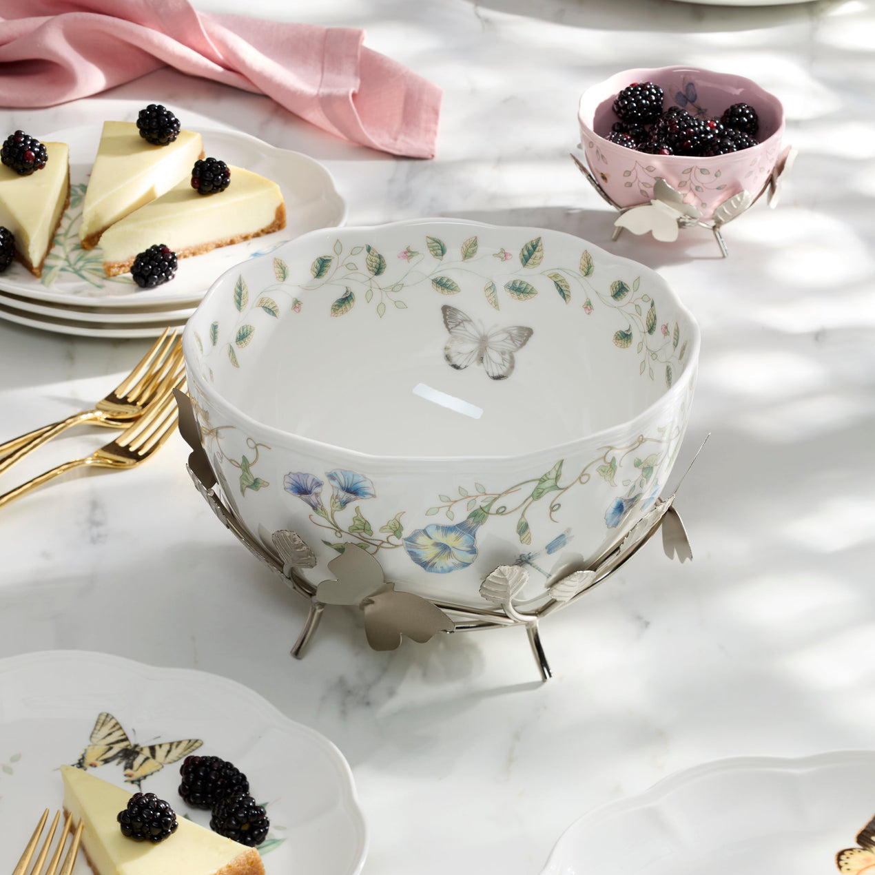 Butterfly Meadow Bowl with Stand